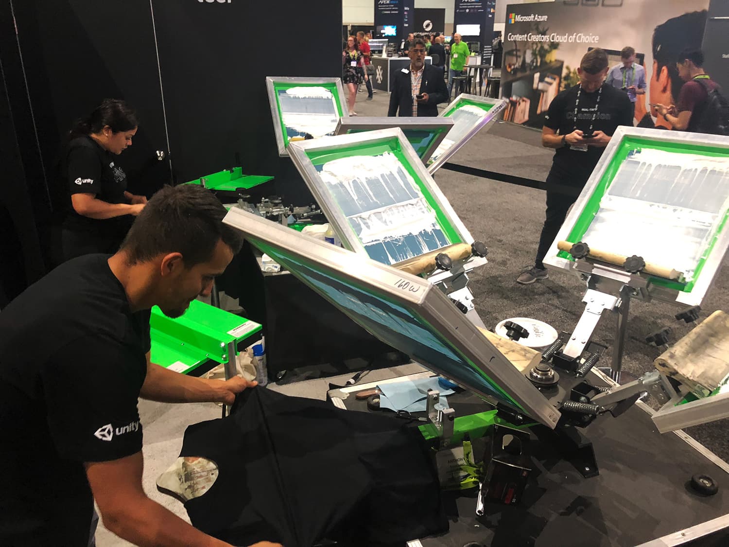 Real-time silkscreening at the Unity booth.